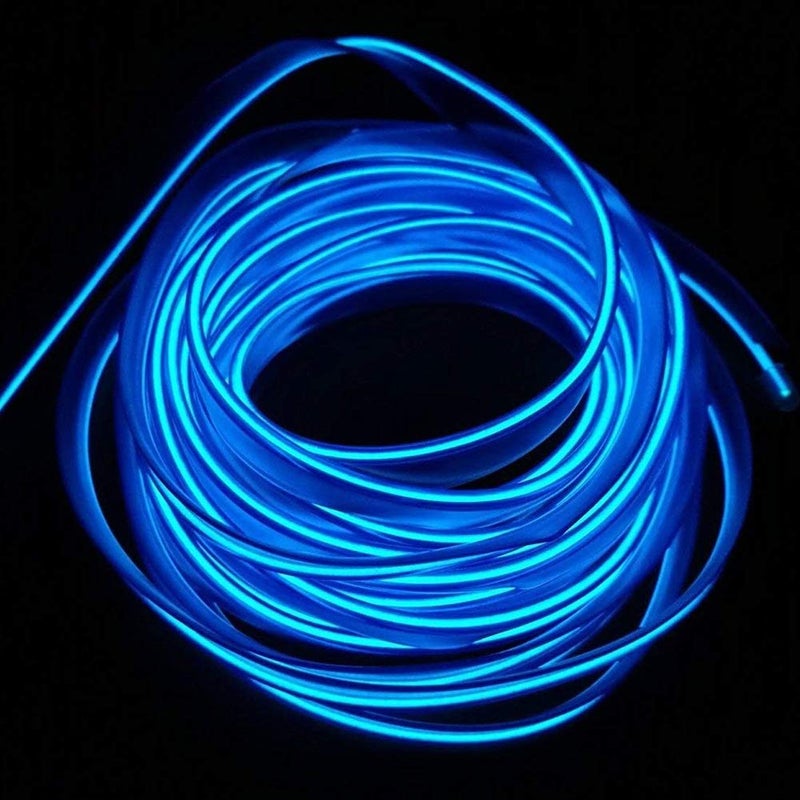 ABALDI 2M/6FT USB Neon EL Wire Cold Lights High Brightness Electroluminescence Wire with Drive Light Lamp Glow String Strip for Xmas Party Festival Decoration(Blue) - Image 2